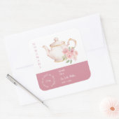 Teapot Rose Tee-Etikett Quadratischer Aufkleber (Umschlag)