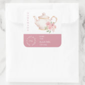 Teapot Rose Tee-Etikett Quadratischer Aufkleber (Tasche)