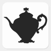 Teapot Silhouette Quadratischer Aufkleber (Vorderseite)