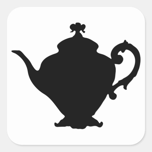 Teapot Silhouette Quadratischer Aufkleber (Vorderseite)
