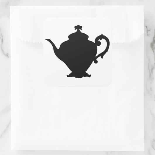 Teapot Silhouette Quadratischer Aufkleber (Tasche)