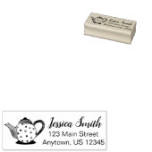 Teapot Tea Party Polka Dot Personalisierte Adresse Gummistempel (Stempel)