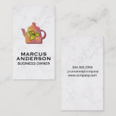 Teapot | Weißer Marmor | Grünes Leaf Visitenkarte (Vorne/Hinten)