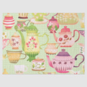Teapots Teacups Green Seidenpapier (Vorderseite)