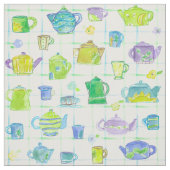 Teapots Teacups Wasserfarbige Blume Stoff (Muster)