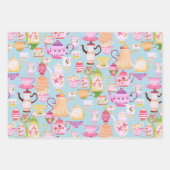 Teapots und Cups Blue Geschenkpapier Set (Vorderseite 3)