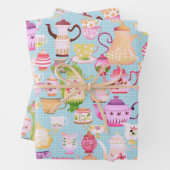Teapots und Cups Blue Geschenkpapier Set (Beispiel)