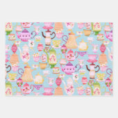 Teapots und Cups Blue Geschenkpapier Set (Vorderseite)