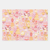 Teapots und Cups Peach Geschenkpapier Set (Vorderseite 3)