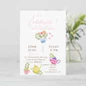 Teapots und Cups zum Geburtstag Ankündigung (Stehend Vorderseite)