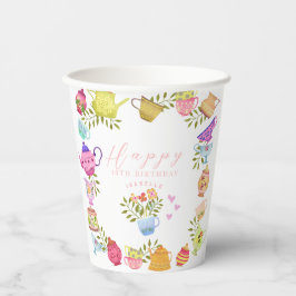 Teapots und Cups zum Geburtstag Pappbecher
