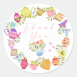 Teapots und Cups zum Geburtstag Runder Aufkleber