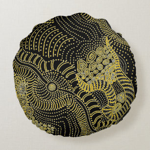Tear Across Dotted Line - Aboriginal Grafik Rundes Kissen