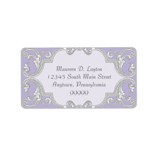 Tear Drop Lace, Lavendel Matching Address Labels Adressaufkleber (Vorne)