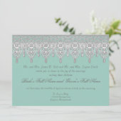 Tear Drop Lace, Light Aqua Blue - Einladung Hochze (Stehend Vorderseite)