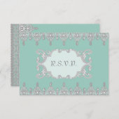 Tear Drop Lace, Light Aqua Blue - Einladung Hochze (Vorne/Hinten)