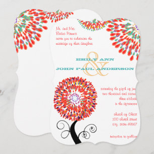 Teardrop Blume Tree Wedding Einladungen