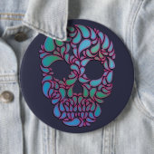 Teardrop Candy Skull in Blau, Grün und Rosa Button (Beispiel)