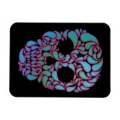 Teardrop Candy Skull in Blau, Grün und Rosa Magnet (Horizontal)