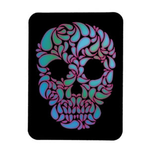 Teardrop Candy Skull in Blau, Grün und Rosa Magnet