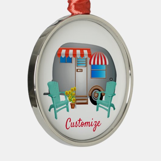 Teardrop Caravan Camper Thunder_Cove Ornament Aus Metall (Rechts)