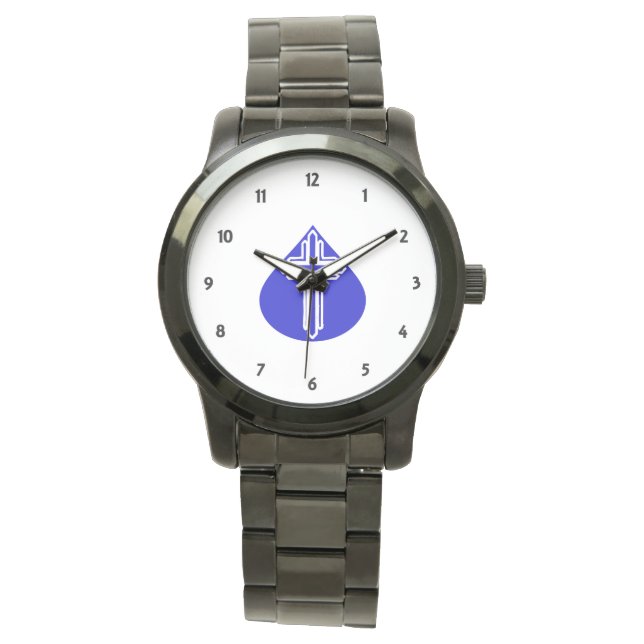 Teardrop Cross auf Blue Armbanduhr (Vorderseite)
