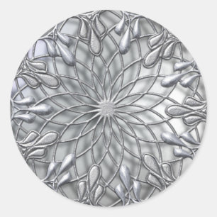 Teardrop Jeweled Silver Sticker