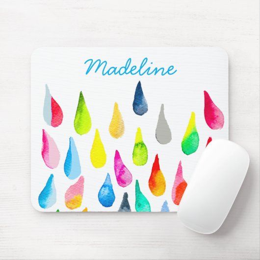 Teardrops Aquarell farbenfroh whimsical Mousepad (Mit Mouse)