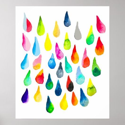 Teardrops Aquarell farbenfroh whimsical Poster (Vorne)