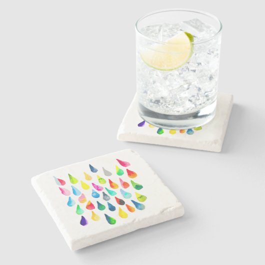 Teardrops Aquarell farbenfroh whimsical Steinuntersetzer (Seitenansicht)