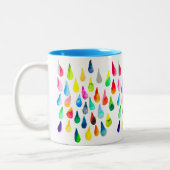 Teardrops Aquarell farbenfroh whimsical Zweifarbige Tasse (Links)
