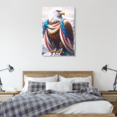 Tearful Bald Eagle mit amerikanischer Flagge Leinwanddruck (Insitu (Schlafzimmer))