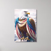 Tearful Bald Eagle mit amerikanischer Flagge Leinwanddruck (Vorderseite)