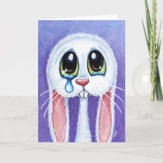 Tearful Sad Bunny Rabbit Blank Grußkarte Karte (Vorderseite)