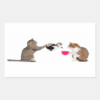 Teatime für kitschige Katzen Rechteckiger Aufkleber