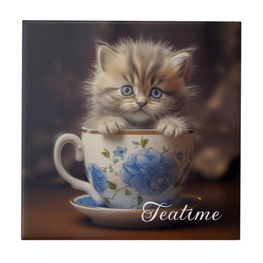 Teatime Kitten Fliese (Vorderseite)