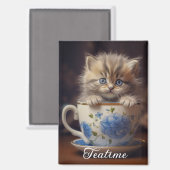 Teatime Kitten Magnet (Vorderseite/Rückseite)