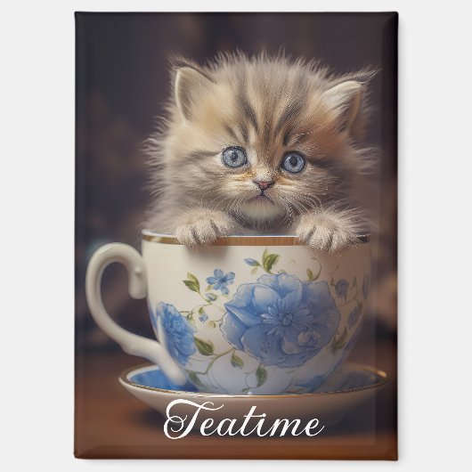 Teatime Kitten Magnet (Vorderseite)