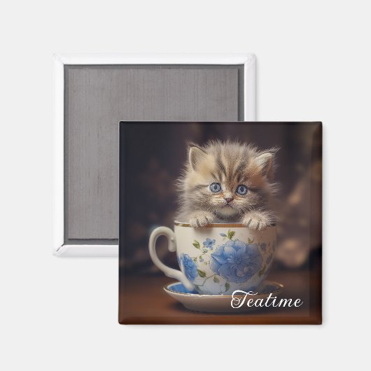 Teatime Kitten Magnet (Vorderseite/Rückseite)