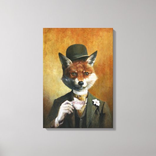 Teatime Mr Fox Canvas Print Leinwanddruck (Vorderseite)