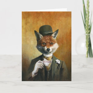 Teatime Mr Fox Greetings card Karte