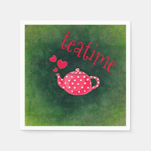Teatime Pink Tea Pot Serviette (Vorderseite)