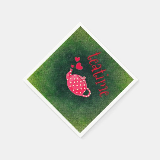 Teatime Pink Tea Pot Serviette (Ecke)