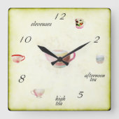 Teatime Quadratische Wanduhr (Vorderseite)