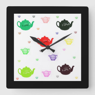 "Teatime-Teekanne-Uhr " * Quadratische Wanduhr