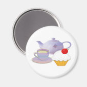 Teatime und Kirschkuchen Kunstgeschenke Magnet (Vorderseite/Rückseite)