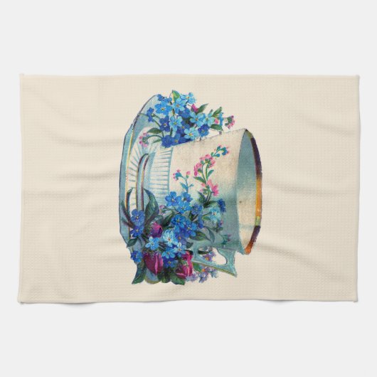 TEATOWEL: VINTAGES TEACUP MIT BLUME GESCHIRRTUCH (Horizontal)