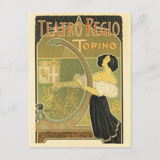 Teatro Regio Vintager französischer Jugendstil Postkarte (Vorderseite)