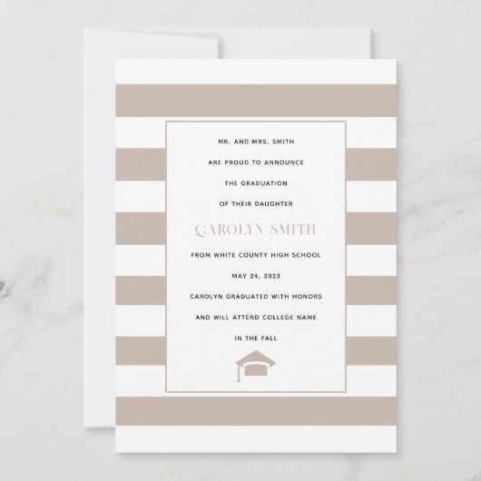 Teaupe Class of 2023 arch Foto Abschluss Ankündigung (Rückseite)