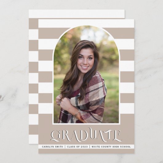 Teaupe Class of 2023 arch Foto Abschluss Ankündigung (Vorne/Hinten)